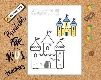 Castle Coloring Page Printable, Fantasy Art for Kids & Adults, Instant Download