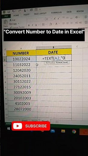 Convert number to date in excel #exceltricks #excelformula #exceltips #exceltutorial