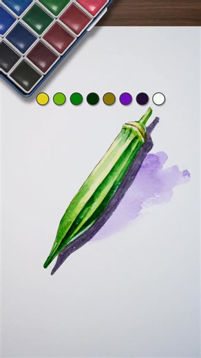 Paint Together Studio | How to Paint Okra in Watercolor 🌿🎨 Learn to paint okra step by step in this easy watercolor tutorial—perfect for beginners! Follow along... | Instagram