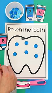 🪥Brush the tooth🦷 ⭐️1 of 10 activities included in my Dental Health Pack! Comment 🪥TOOTHBRUSH and I’ll send you the link to take a closer look 💕 Preschool and pre-k teacher dental health activities for February | Glitter and Glue and Pre-K Too