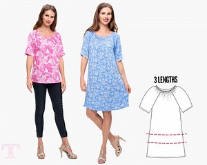 Womens Dress Pattern, Ladies Dress Pattern, Sewing Pattern PDF, Peasant Dress, Top Tunic, PEASANT WOMENS (W67-L) - Etsy