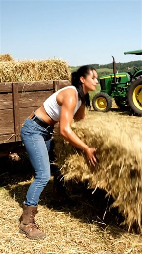 82K views · 3.4K reactions | Working under the sun isn’t easy, but strong women don’t back down! ☀️ Every bale means more strength, more pride. So, how many do you think I can carry?  #StrongWomen #FarmLife #SummerVibes | American Farm Girls | Facebook