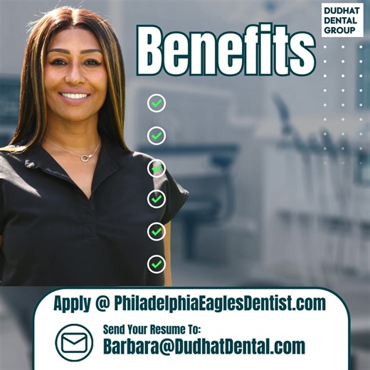 Growing Our Team at Dudhat Dental Group We’re expanding and looking to welcome new professionals to our team. Dudhat Dental Group offers a supportive, collaborative environment focused on exceptional patient care. Our practices feature modern technology, updated facilities, and a strong commitment to professional growth. We also offer full benefits and the opportunity to work alongside an experienced, dedicated team. 📩 Interested in taking the next step in your dental career? We’d love to hear 