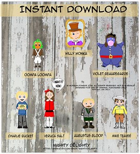 Assorted Chocolate Factory-inspired Large Cutout Candy Characters - Instant Download - Etsy