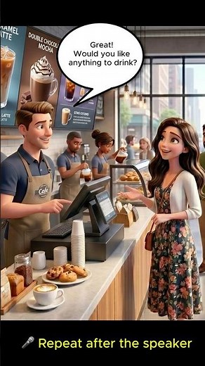 Shadowing English Practice | Ordering Drinks at a Cafe (Part) (A2-B1)