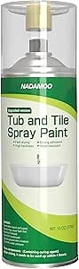 NADAMOO 2-Parts Tub and Tile Spray Paint, Enamel Aerosol Refinishing Paint for Bathroom Porcelain Bathtub Sink, 1 Can, Semi-Gloss White