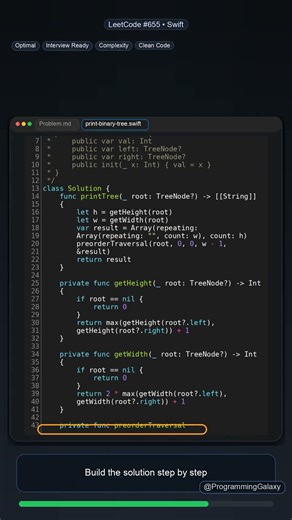 Print Binary Tree in Swift | Fast LeetCode Solution #shorts