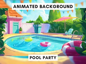 Animated Background for Twitch, Pool, Pool Party, Summer Scene, Sunny Day, Vtuber Background, Looped Animation - Etsy