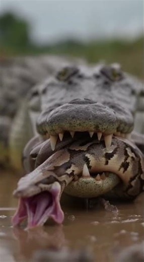 Predator vs Predator Crocodile Eats Python