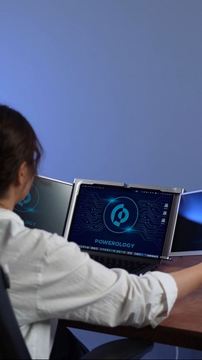 Powerology on Instagram: ". Level up your workspace. 💻🖥️ Powerology’s Dual Screen Portable Monitor brings versatility to your fingertips. Boost your efficiency and enjoy a more immersive experience. #Powerology #DualScreen #PortableMonitor #Productivity #Tech #Gadget #workfromanywhere"