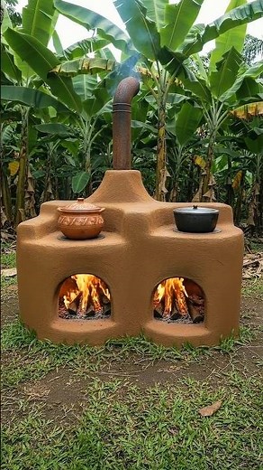 How to build a rustic clay stove with three chambers of fire.