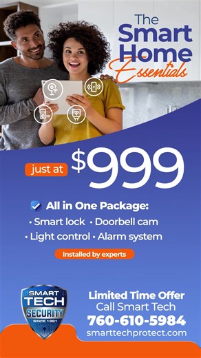If your home tech’s stuck in the past, Smart Tech’s already on the way. 🏃‍♂️💨 Don’t wait till your system gives up 🛡️ Smart Tech’s ready when you are 💪 ✨ Call for our limited-time offers! 📞 760-610-5984 💻 Or visit smarttechprotect.com for your free quote #SmartTechProtect #SmartLocks #HomeSecurity #SmartHome #CoachellaValley #SmartTechSecurity #AlarmDotCom #PeaceOfMind | Smart Tech Security Solutions