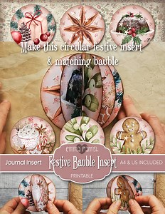 Printable Christmas Journal Insert, Festive Download, Tree Decoration Bauble, Ornament, Tags, Favors, Decoration, Circles, Card Making, 3d - Etsy