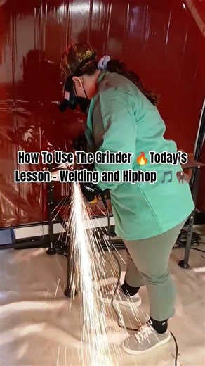 How To Use The Grinder 🔥Today’s Lesson -Welding and Hiphop 🎵🦬 #welding #students #meta24