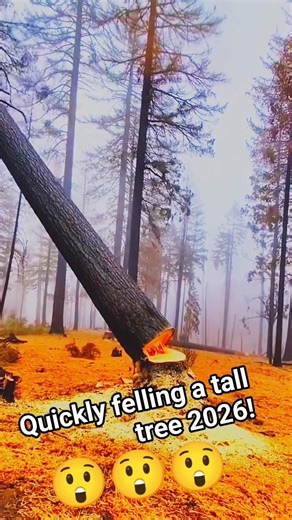 Quickly felling a tall tree 2026! chainsaw!#fall #treefelling #tree #trees #woodcutting #wood