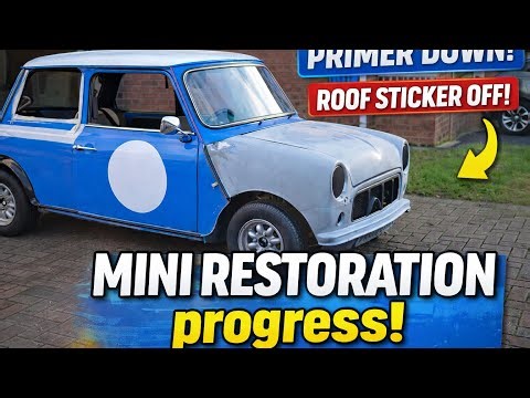 Mini Restoration Update! Fibreglass Front End, Primer & Roof Sticker Removal