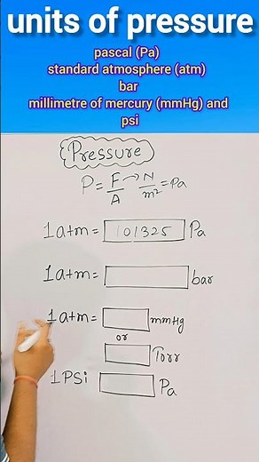 Conversions of pressure units | units of pressure are Pa, atm, bar, mmHg, psi | #shorts #ytshorts