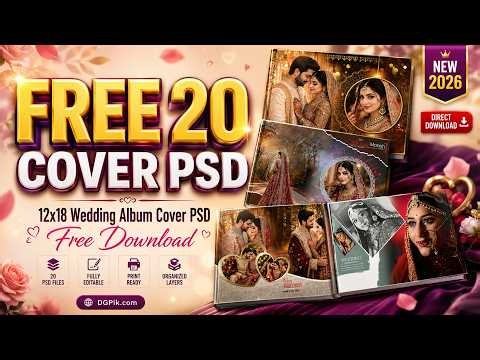 Free 20 Wedding Album Cover 12×18 PSD Templates Download