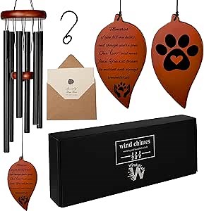 Pet Memorial Wind Chimes For Dogs - 32.5" Pet Remembrance Wind Chime - Dog Memorial Gifts For Loss Of Dog - Prime Bereavement Gift Idea For Loss Of Cat Sympathy Gift - Bereavement Gifts Dogs