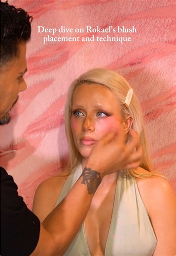 @rokaelbeauty blush technique: creams and underpainting. He layered like 4 or 5 different cream blushes to get the perfect shade before hi lighting and adding another sheer wash of foundation #makeup #beauty #makeuptutorial #grwm #makeupartist