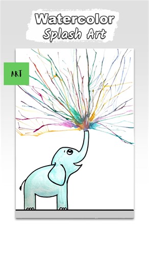 Artist & Creator 🎨 | Inspiring Kids’ Art on Instagram: "How to paint an elephant?🐘 Step-by-step watercolor guide and stunning splash art!🫟 #creativeaziza #funart #diycard #preashoolart #artideas"