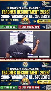 NVS Teacher Recruitment 2026 🔥 2000+ Vacancies | PGT TGT PRT | Full Details, Eligibility & Apply Dat