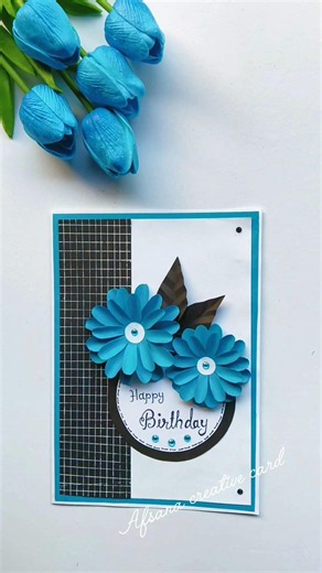 beautiful 🌸 birthday card 💌💌making sky blue colour 🩵💙 #cardmaking#cardideas #birthdaycard