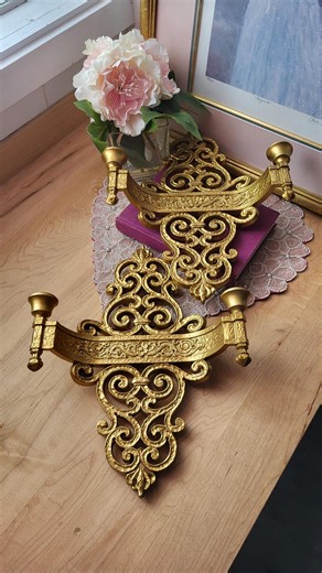 Vintage Pair of 1969 Shabby Gold Floral Scroll Designs Syroco Style 2 Arm Candle Holder Wall Sconce, Hollywood Regency - Etsy