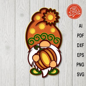 Pumpkin Gnome SVG: Layered Fall Autumn Cut File (digital Download - Etsy