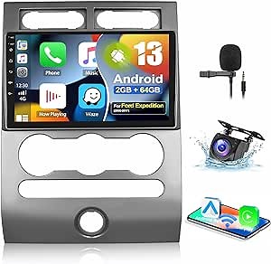2+64G for Ford Expedition Radio 2007-2014, Android 13 Car Stereo GPS Navigation 9 inch Touchscreen Head Unit Wireless Carplay Android Auto WiFi HiFi BT/RDS+Backup Camera
