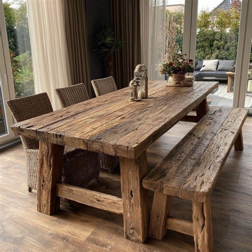 Handmade Wooden Dining Table – Rustic Live Edge Walnut Farmhouse Table - Etsy