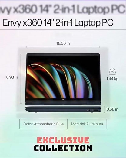 HP Envy x360 AI Laptop 14 Inch OLED Blue 16GB RAM 512GB SSD