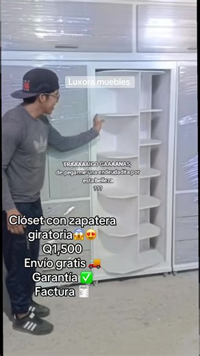 Closet con zapatera giratoria Luxora Muebles Q1,500