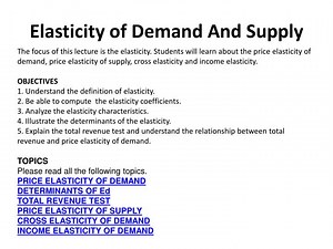 Elasticity of Demand And Supply - SlideServe