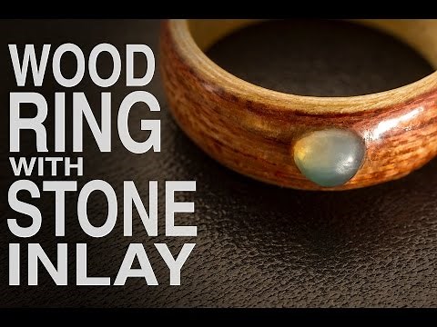How to make Wood Ring with Stone Inlay