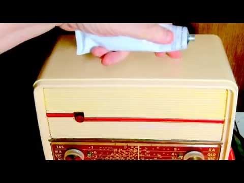 Polishing the bakelite cabinet on your vintage radio.