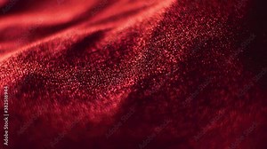 Red shiny fabric texture close-up for fashion brand as holiday glitter background, textile surface and luxury material. High quality FullHD stock footage