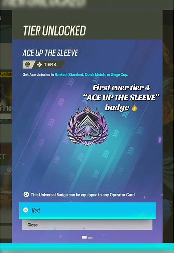 Unlocking the ACE UP THE SLEEVE MAX BADGE in R6