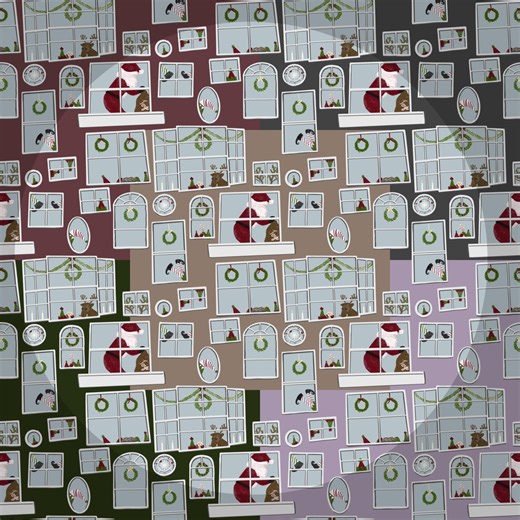 Santa in Window Seamless Christmas Pattern | Hand-drawn Holiday PNG (digital Download) - Etsy