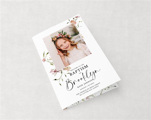 Editable Floral LDS Baptism Program | Girl's Ceremony (digital) - Etsy