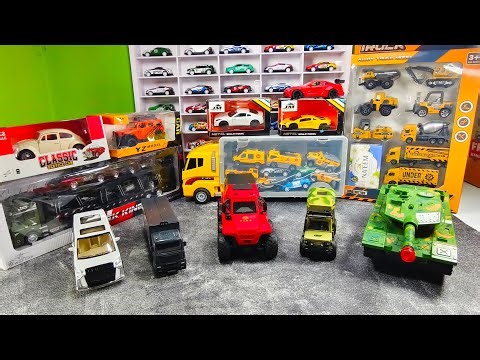 Box Full of model cars : Porsche, Tesla, Peugeot, Volvo, Close-up toy car review Tomica #4k
