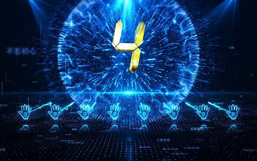 蓝色震撼公司活动手掌手印启动仪式视频 大气创意开场倒计时