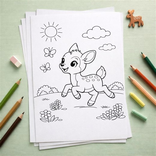 Deer Coloring Pages 10 Pack Forest Baby Deer Printable PDF Activity Kids - Etsy