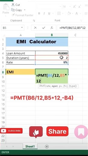 EMI calculator in excel