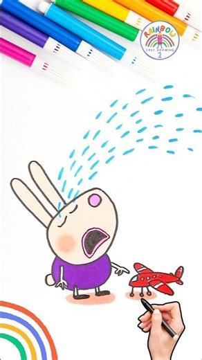 Draw Peppa Pig Rabbit Simple | Draw Peppa Richard Rabbit Super Easy 🌈🐰 #peppapig #shorts #baby