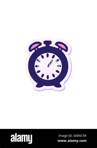 radioactive glowing animation of sticker of a cute cartoon alarm clock Stock Video Footage - Alamy