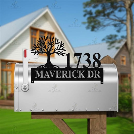 Custom Family Tree Mailbox Sign, Personalized Address Plaque, Rustic Outdoor Home Decor - Etsy