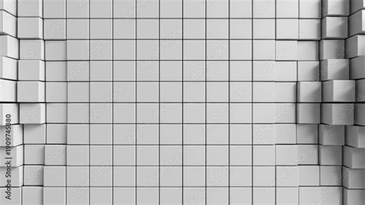 Abstract 3D rendering of a white cube grid with a central spherical bulge