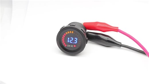 DC12V Round Car Voltmeter with LED Digital Display Waterproof USB Powered ABS Material Touch Switch