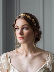 Edwardian Mini Tiara, Bridal Tiara, Gold Leaf Tiara, Vintage Tiara, Laurel Crown #103 - Etsy